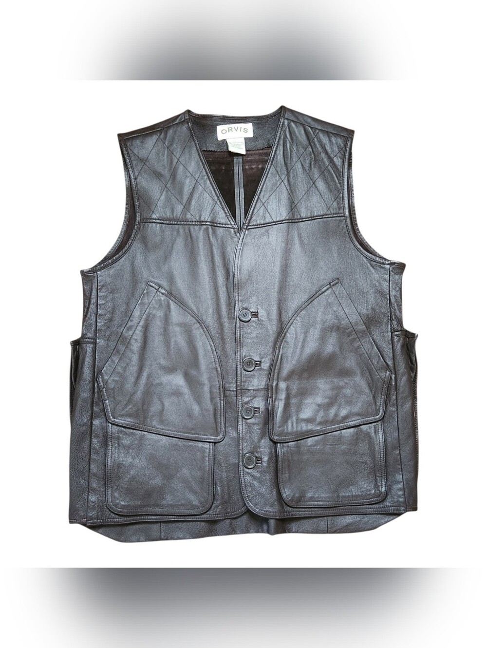Vintage Orvis Leather Hunting & Munitions Vest, Mens L Brown